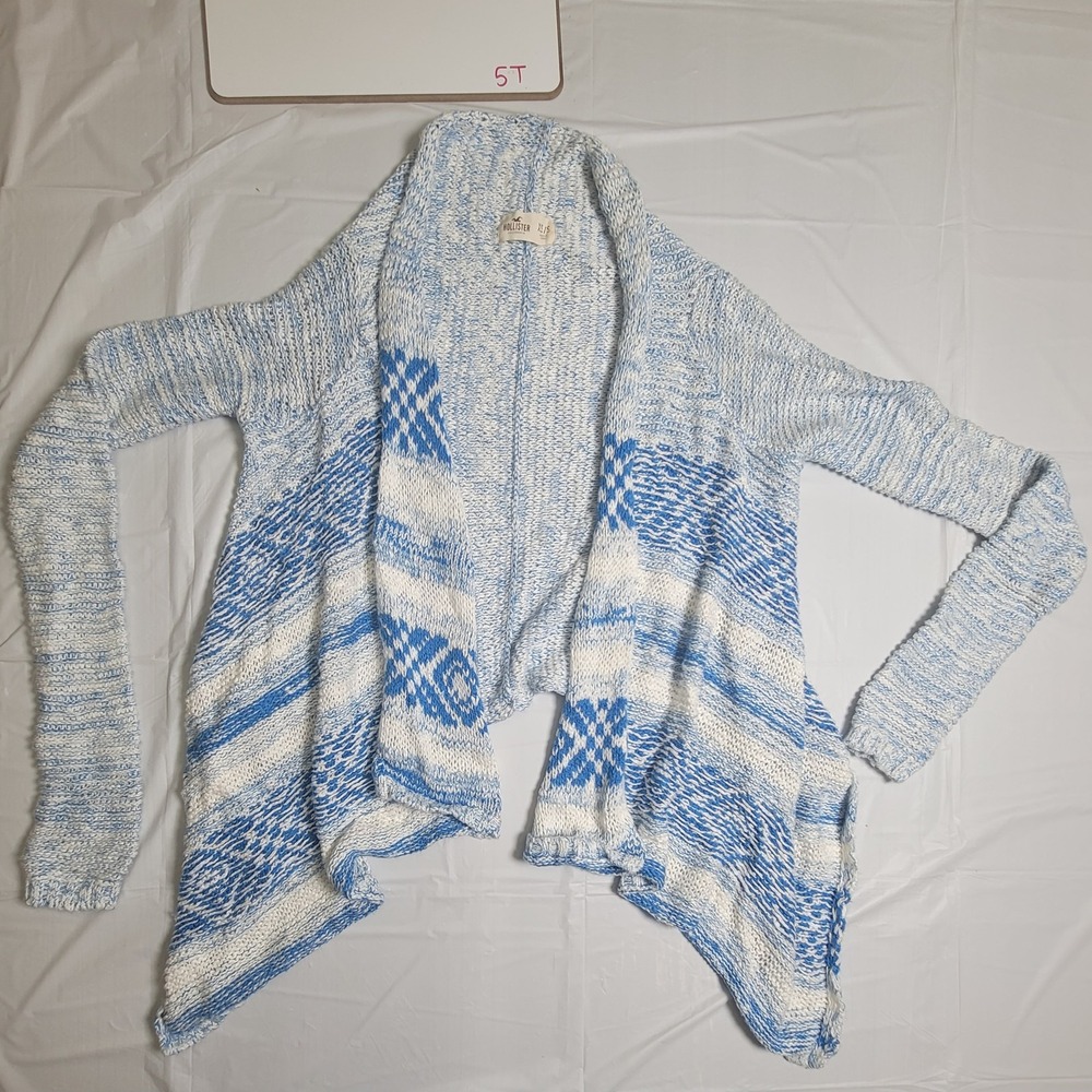 Womens Hollisters Juniors knitted cardigan.   White/Bue.  Size Extra‎ Small
